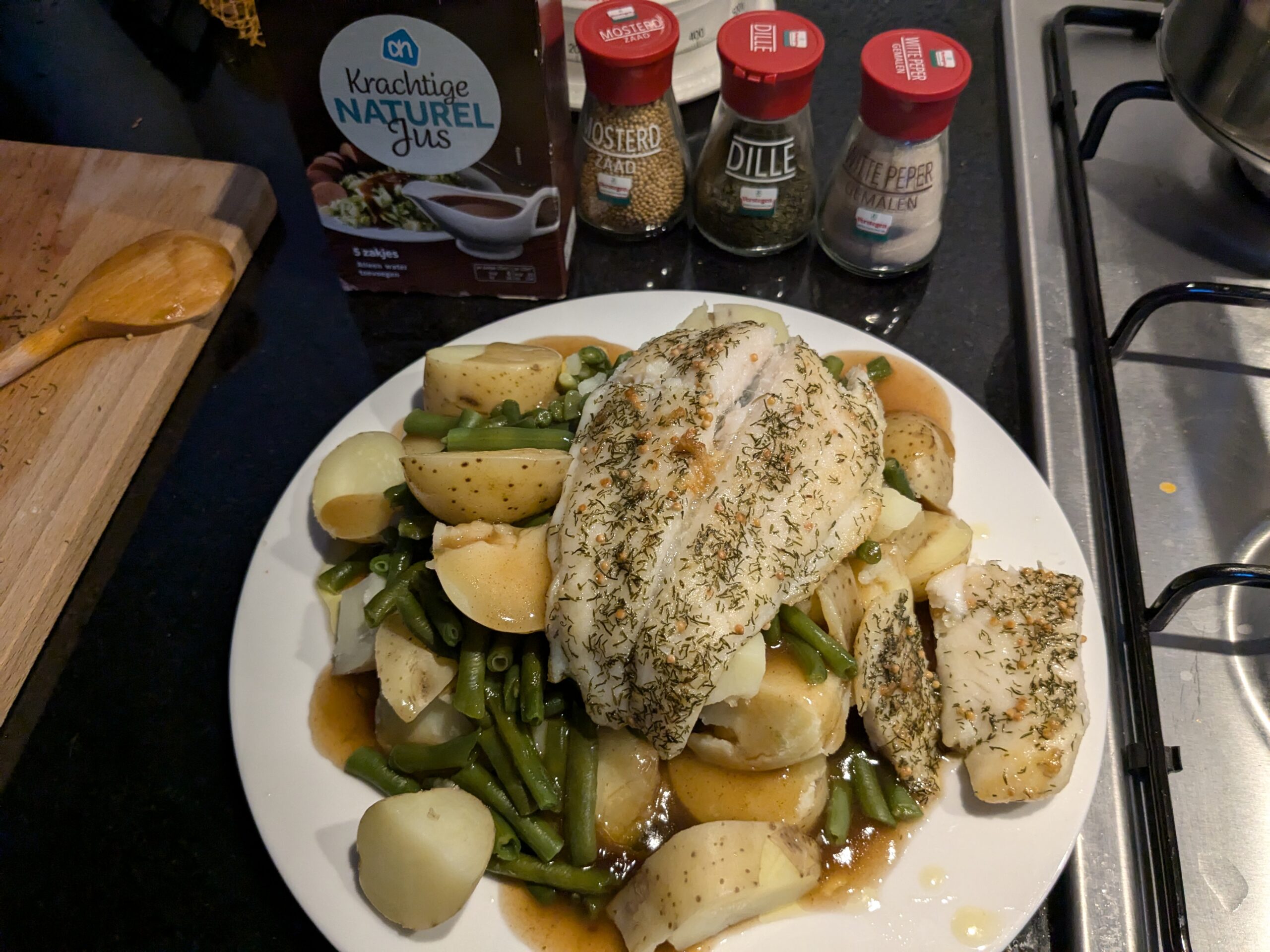 Pangasius met aardappelen en groente